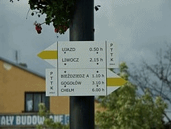 tablice informacyjne z namalowanymi szlakami